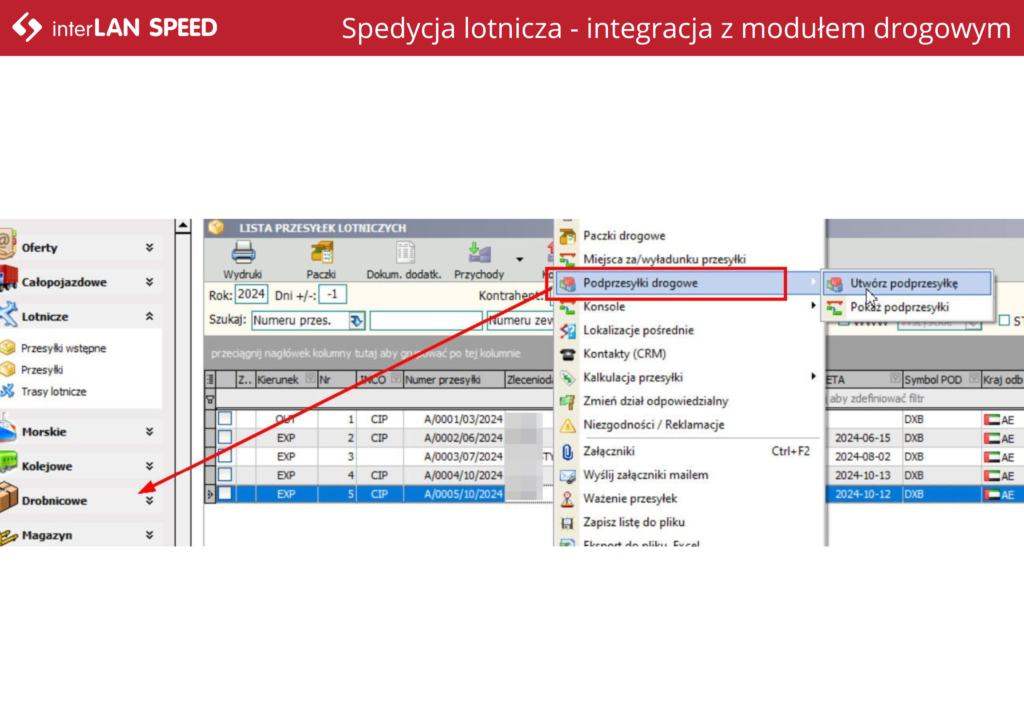 Integracja moduł lotniczy i drogowy TMS